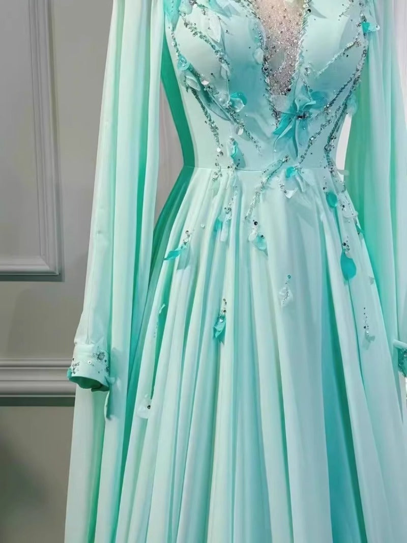 Temperament host evening dress 2025 new high-end sense thin student art test guzheng vocal solo performance suit female