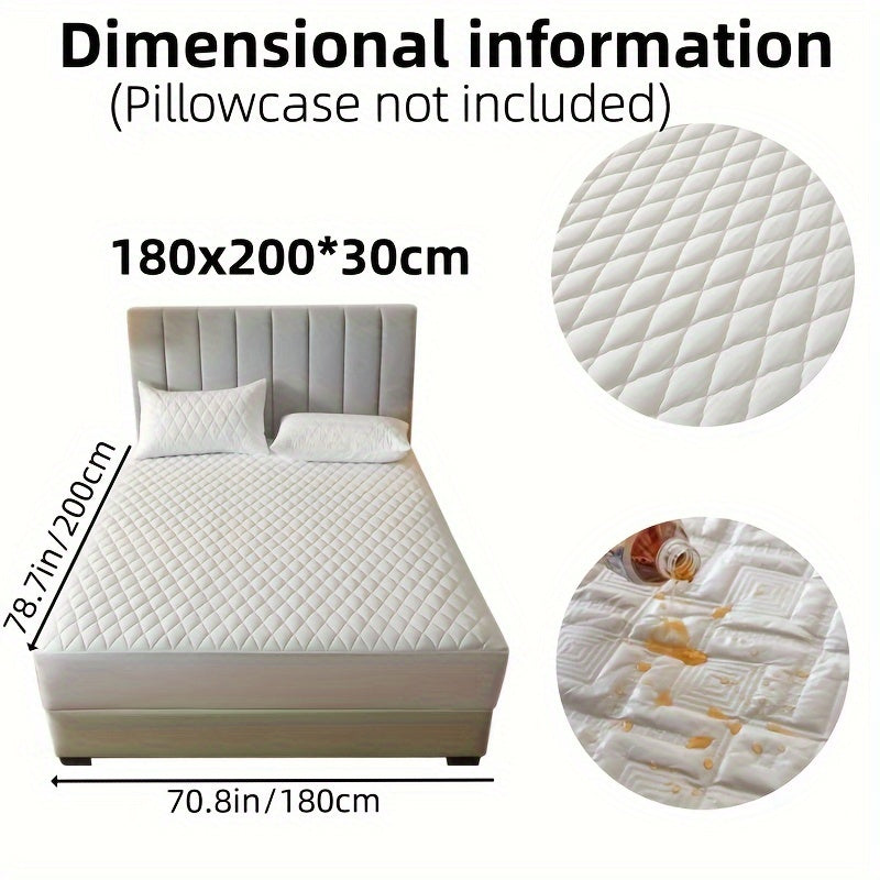 1pc Solid Color Luxurious Mattress Protector - Waterproof, Soft & Cozy Cover - Non-slip All-inclusive Guest Room Bedding - Excludes Pillowcase & Pillow Insert