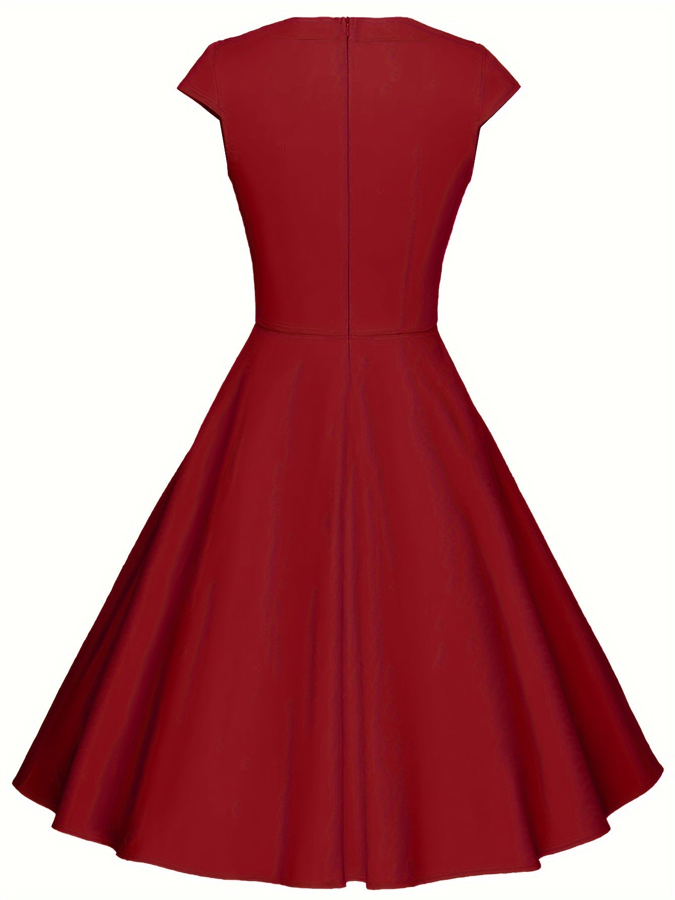 Vintage Short Sleeve Ruched Bridesmaid Dress - Fitted, Cotton, Micro Elasticity, Notched Collar, Solid Color - Hand Washable, Perfect for Wedding Party