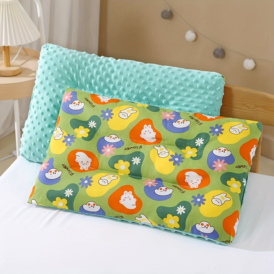 Double-Sided Kids Animal Print Cotton Pillow for Children Ages 3-12, Machine Washable, Fade & Soil Stain Resistant, Polyester Filled for Versatile Bedding