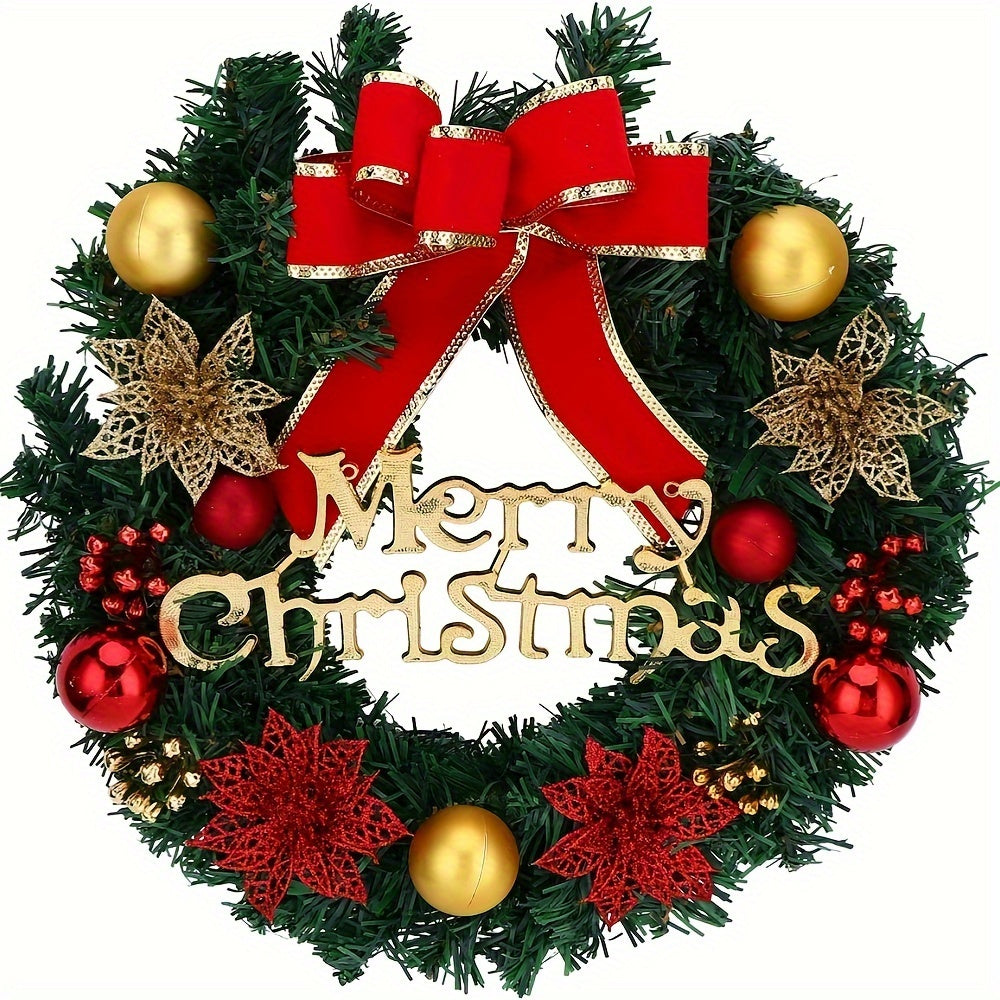 Charming 12" Christmas Wreath with Red Bow - Weatherproof Artificial Holly for Front Door, Indoor/Outdoor Holiday Decor, for Christmas