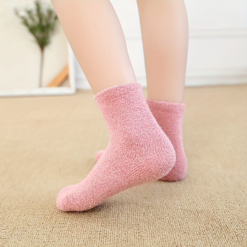3pairs Boys Girls Kids Thickened Warm Socks For Winter, Loose Top Comfy Crew Socks, Children's Trendy Socks