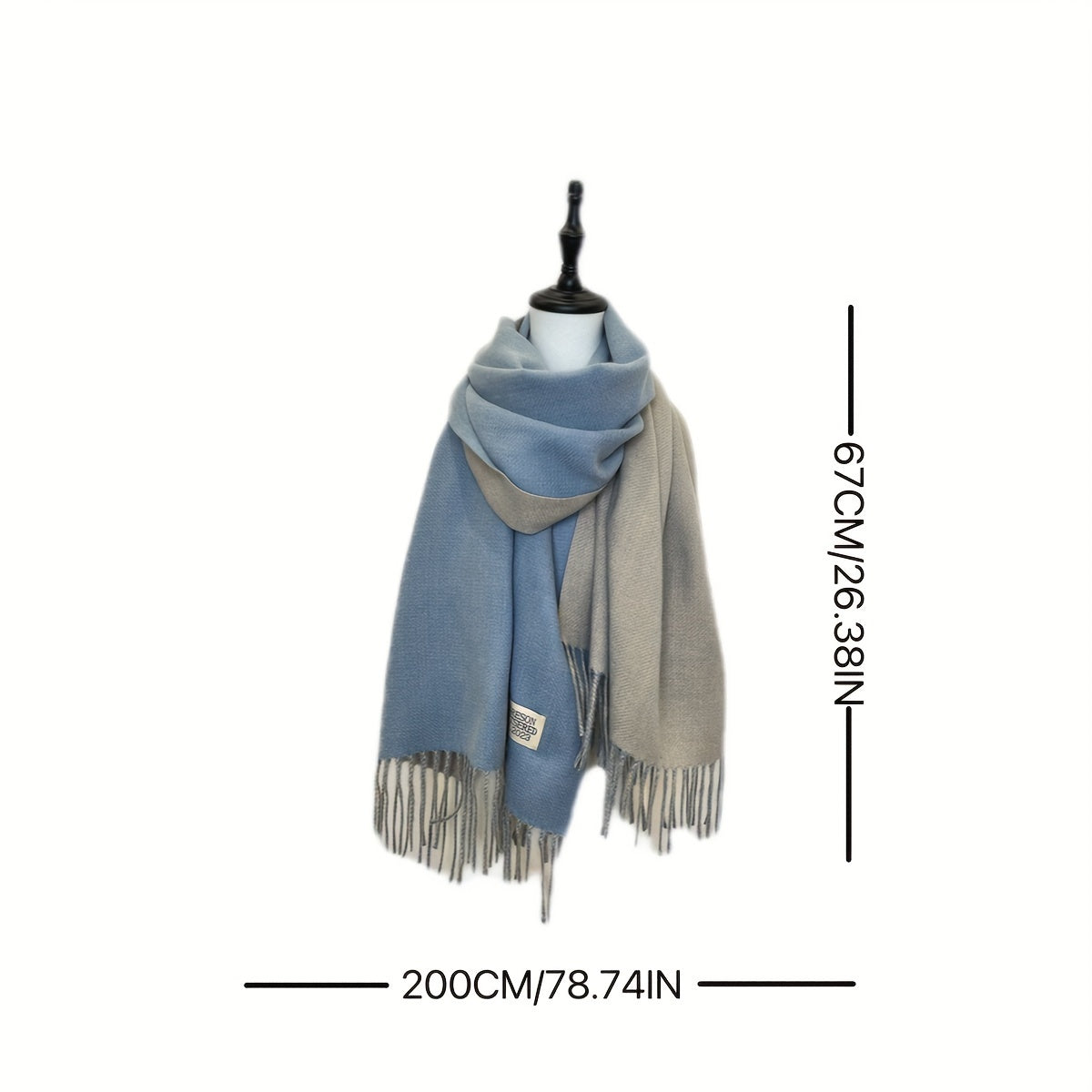 Double-Sided Two-Color Scarf - Soft, Warm, and Windproof Knitted Shawl for Unisex - Autumn Winter Coldproof Neck Guard with Tassel