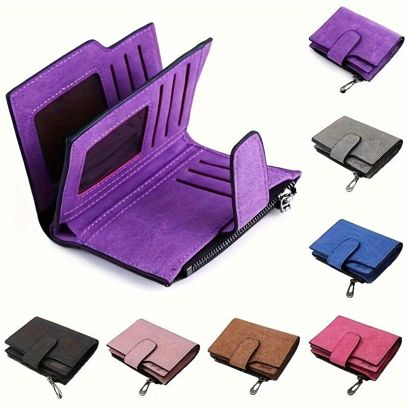 Vintage Solid Color Short Wallet, All-Match Clutch Coin Purse, Classic Credit Card Holder