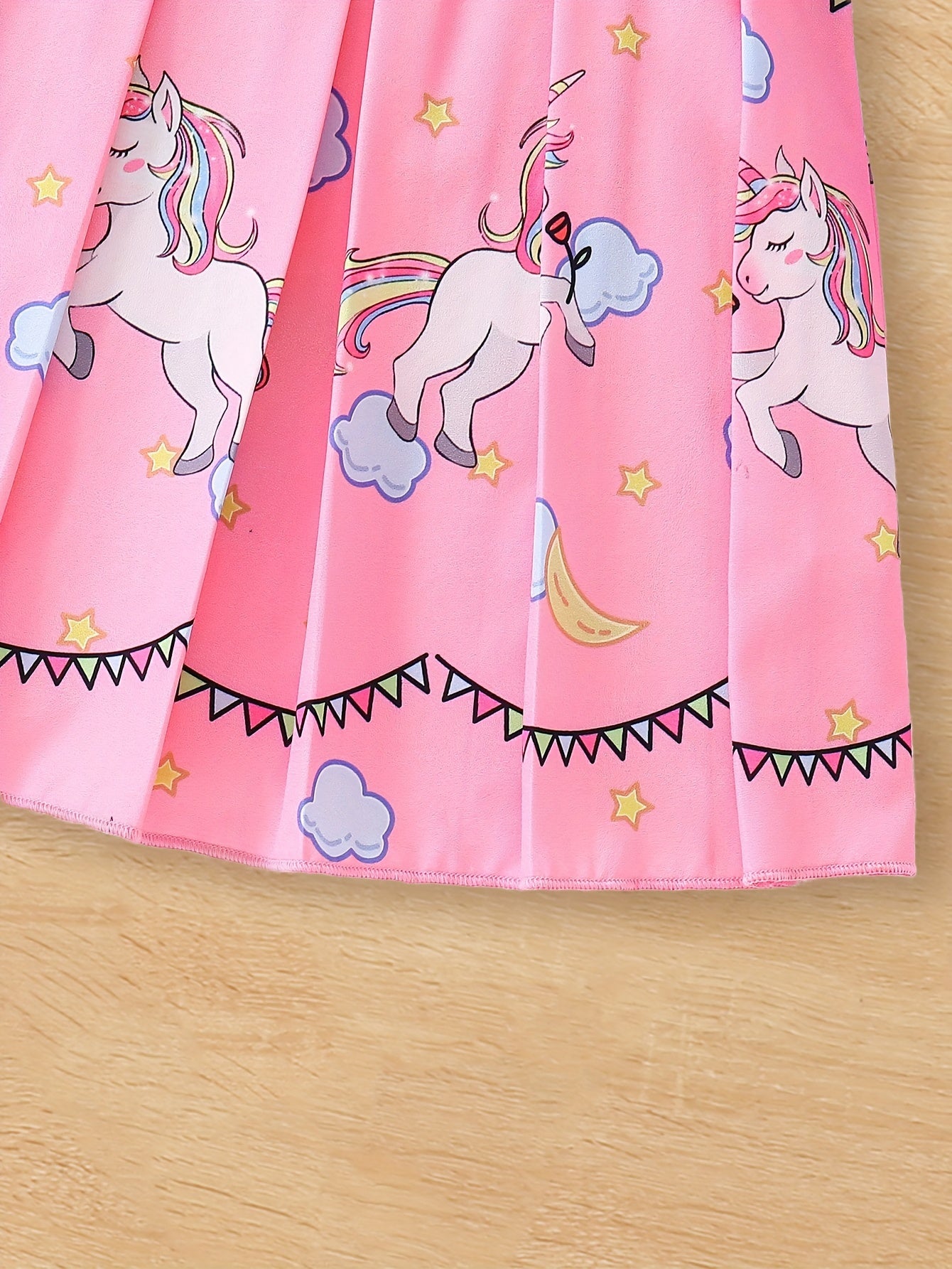 Adorable Girls Unicorn Cartoon Print Sleeveless Tunic Dress - Soft Polyester, Regular Fit, Machine Washable - Perfect for Summer Holidays and Casual Occasions