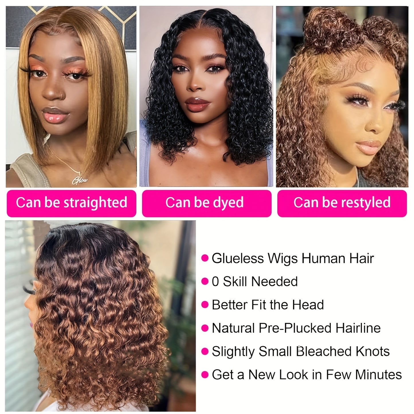 Curly P4/27 Bob Wigs Human Hair Pre Plucked Pre Cut 13x4 Curly Human Hair Wig 150% Density Highlight HD Lace Front Wigs Human Hair with Baby Hair for Women 16 Inch
