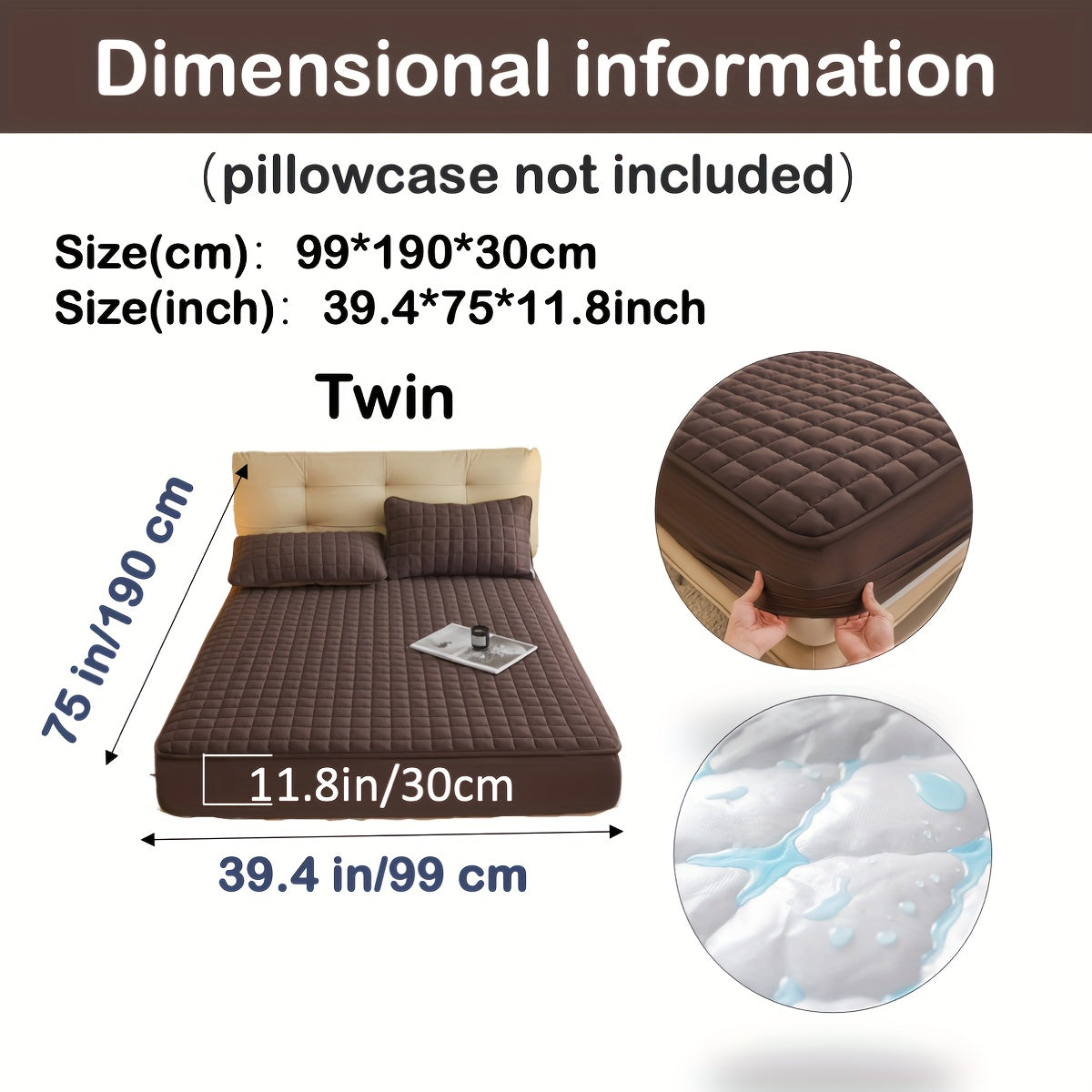 1pc Deluxe Hypoallergenic Mattress Protector - Deep Pocket, Quilted, Waterproof and Soft, for Comfortable Sleep in Bedroom or Guest Room