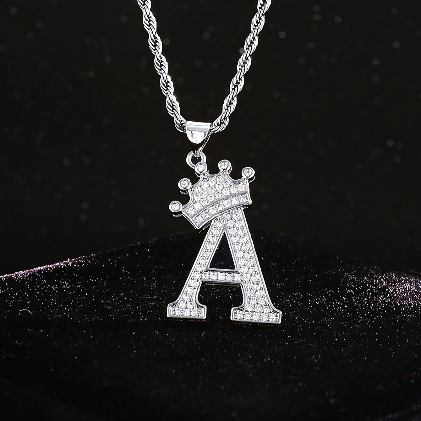 Layered Crown Initial Letter Pendant Twist Chain Necklace For Women Unisex Jewelry Daily Decoration