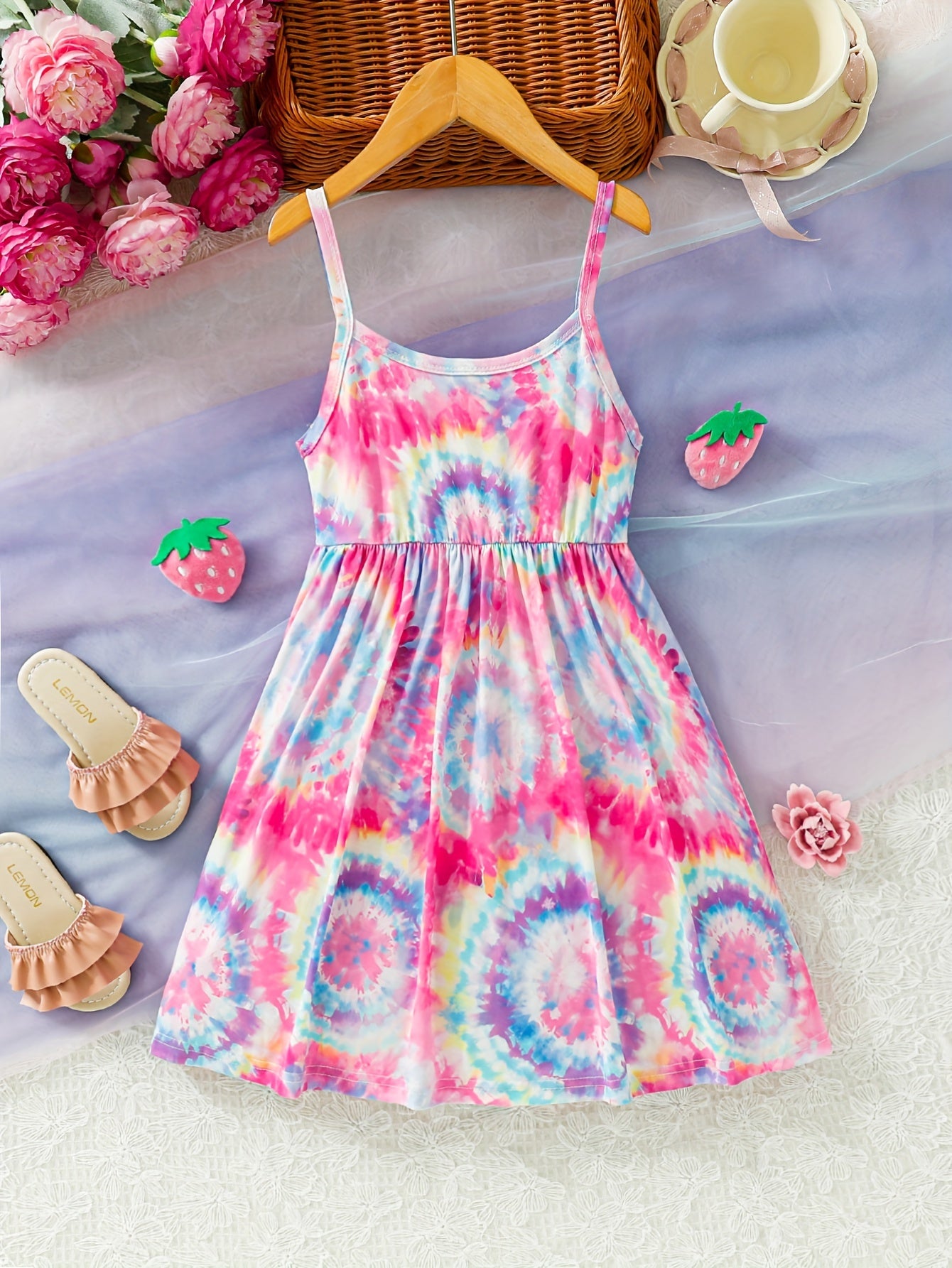 Charming Sweet Tie Dye Cami Dress for Girls - Dreamy Sleeveless Style - Perfect Summer Vacation Beach Wear Gift Idea