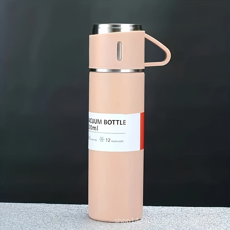 1pc/1 Set, Vacuum Flask, Stainless Steel Insulated Water Bottle With Extra 2 Lids, Travel Thermal Cups, For Hot And Cold Beverages, Summer Winter Drinkware, Gifts
