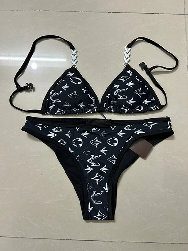 Women Black One Piece Swimwear Designer Padded Bikinis ss Summer Beach Swim Biquinis Letter Print Vacation Hot Spring Bathing Suit #3288