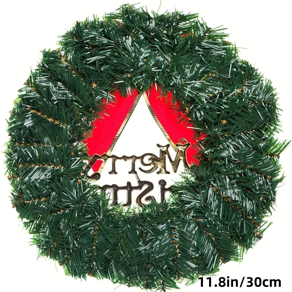 Charming 12" Christmas Wreath with Red Bow - Weatherproof Artificial Holly for Front Door, Indoor/Outdoor Holiday Decor, for Christmas