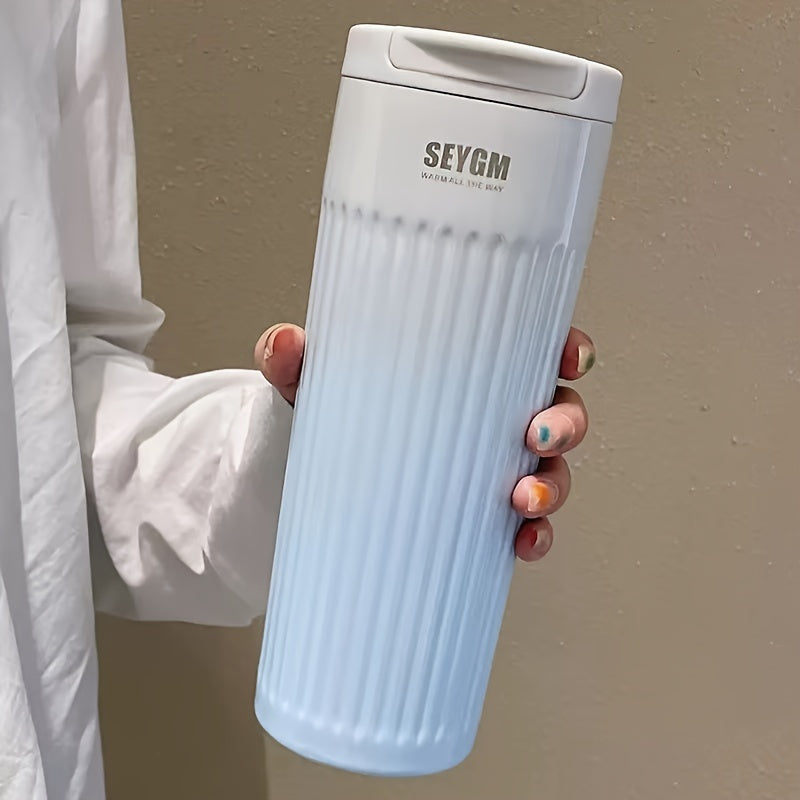 500ml Gradient Insulated Stainless Steel Coffee Tumbler - Wide Mouth, Double-Layer Heat Preservation, Reusable Travel Mug with Silicone Base - Perfect for On-the-Go Coffee Lovers