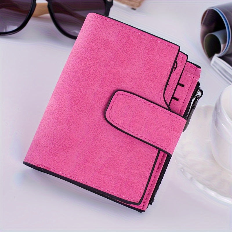 Vintage Solid Color Short Wallet, All-Match Clutch Coin Purse, Classic Credit Card Holder