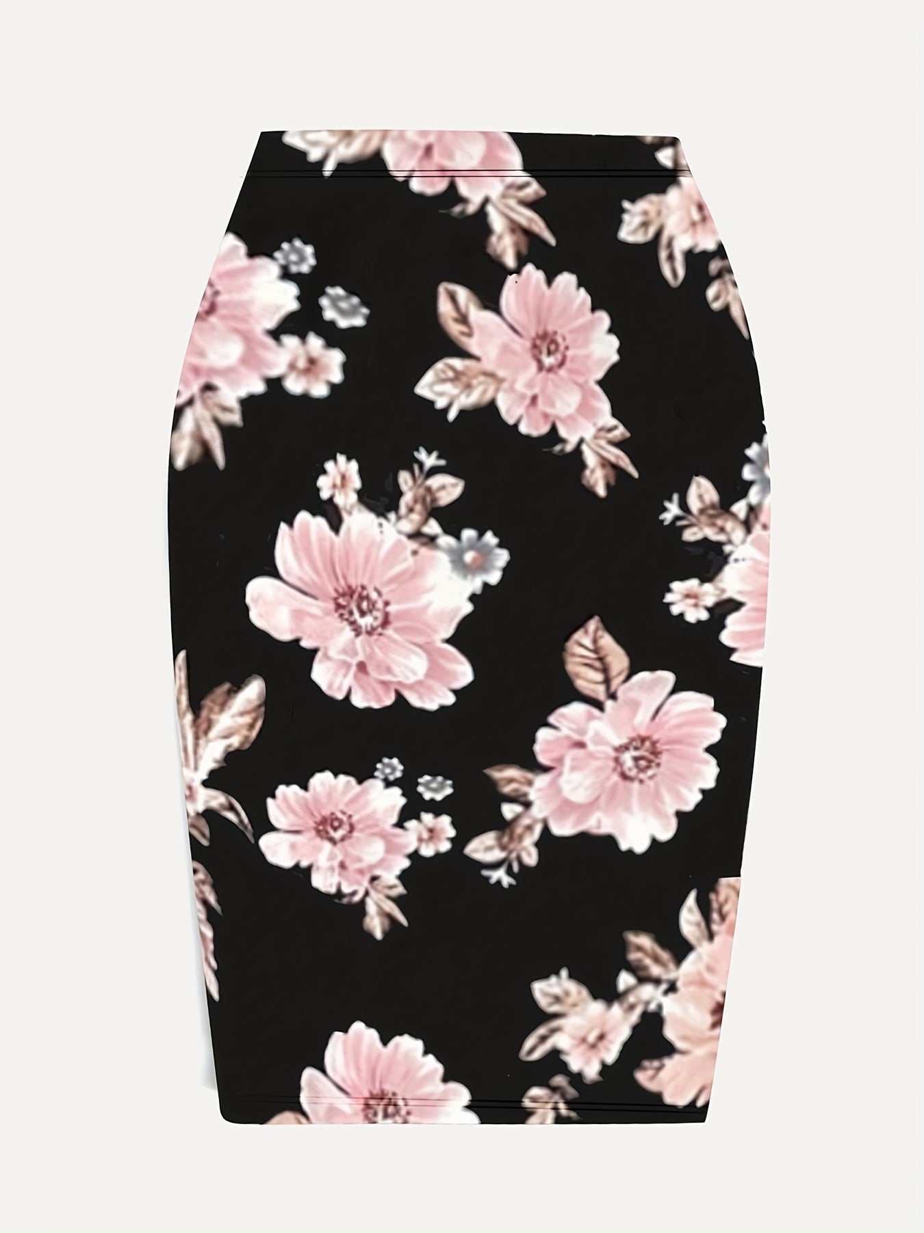 Floral Print High Waist Skirt, Casual Slim Midi Skirt, Women's Clothing