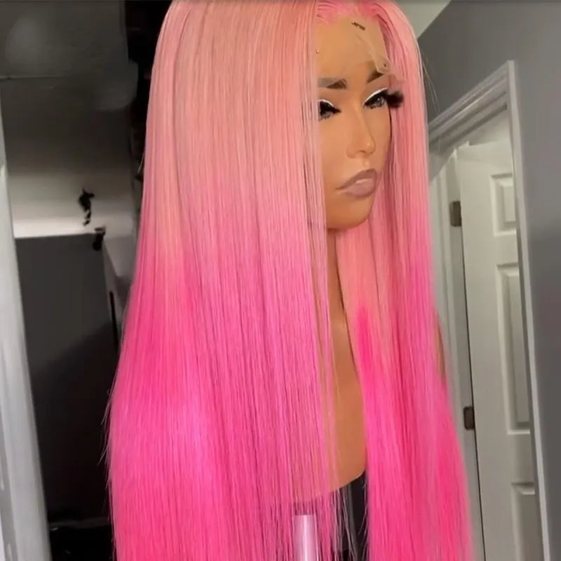 Perruque Pink full lace front wigs Transparent HD Lace Body Wave Wig natural hairline simulation human hair wigs for women