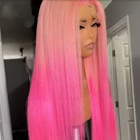 Perruque Pink full lace front wigs Transparent HD Lace Body Wave Wig natural hairline simulation human hair wigs for women