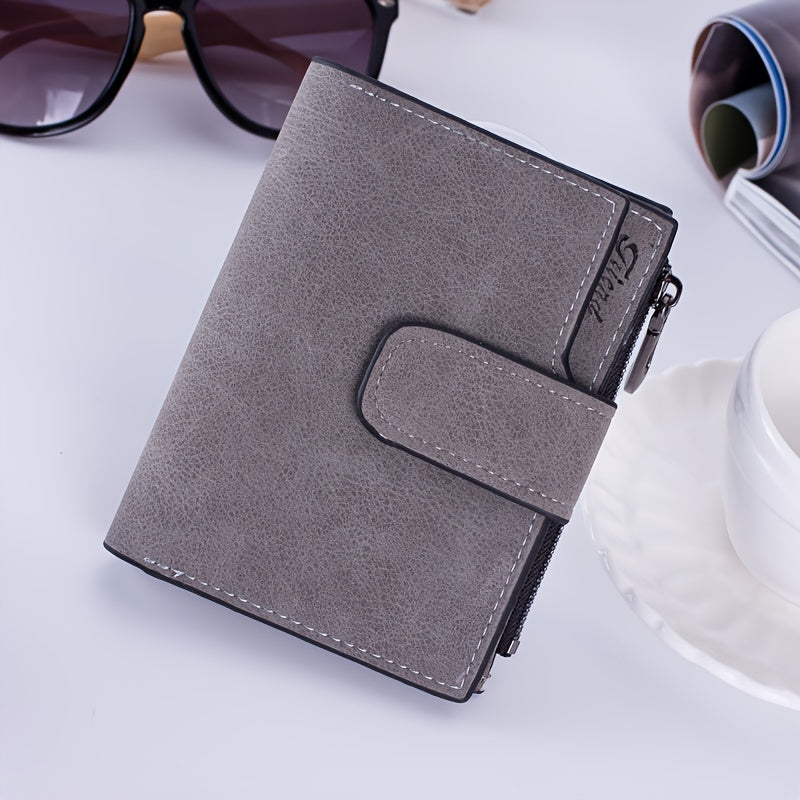 Vintage Solid Color Short Wallet, All-Match Clutch Coin Purse, Classic Credit Card Holder