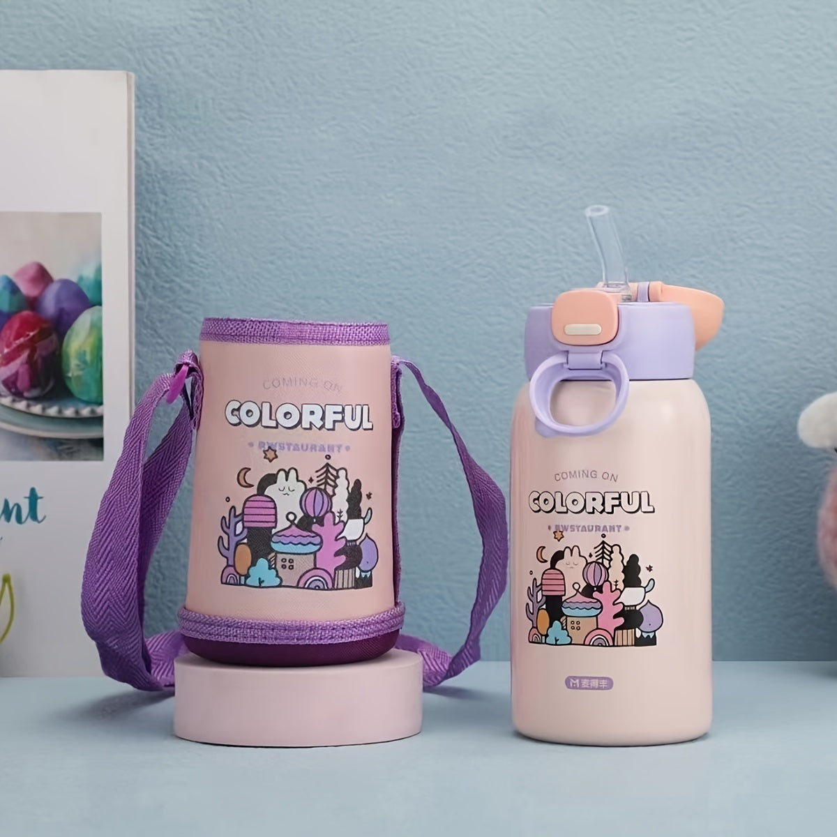 1pc Cartoon Vacuum Insulated Water Bottle - Cups & Mugs - 500ml 304 Stainless Steel Thermal Flask for Hot and Cold Drinks, Summer Winter Travel Drinkware, Unique Gift Idea for Friends and Family