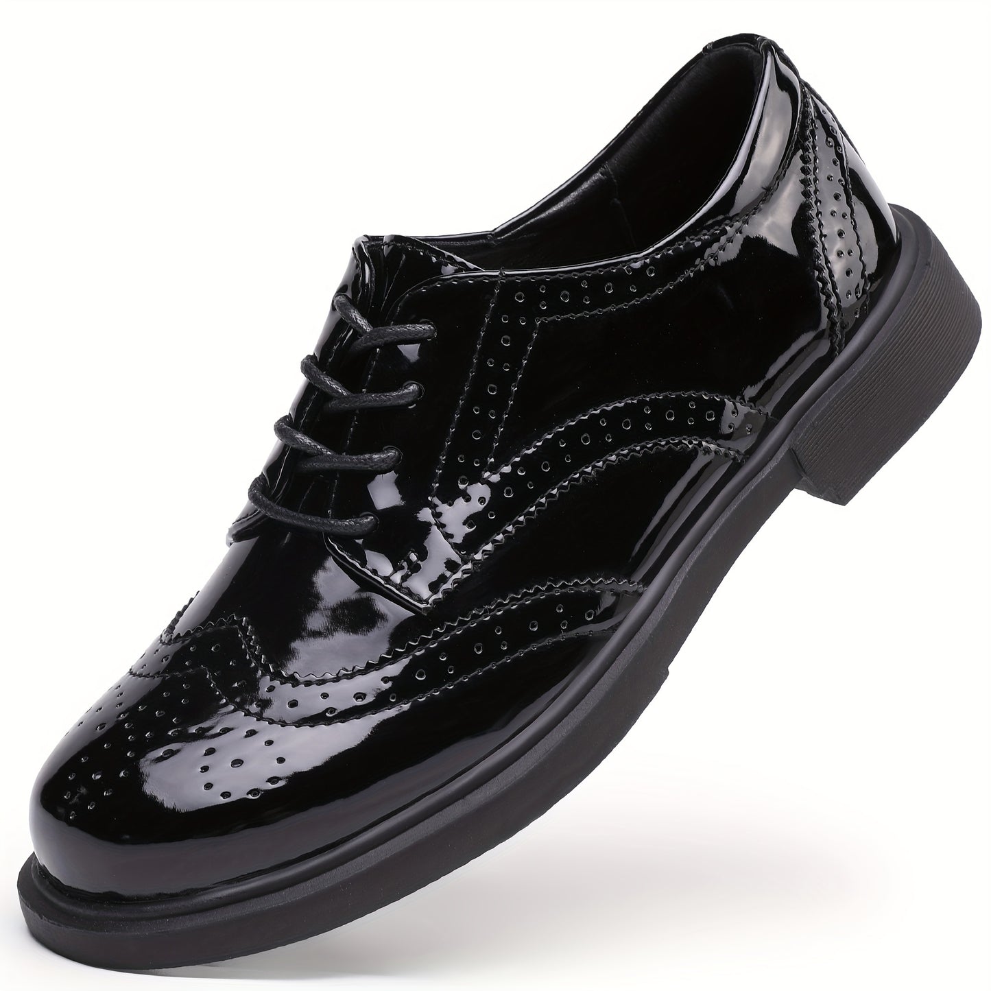 Women's Classic Oxford Lace Up Business Dress Pointed Thick Leather Formal Shoes