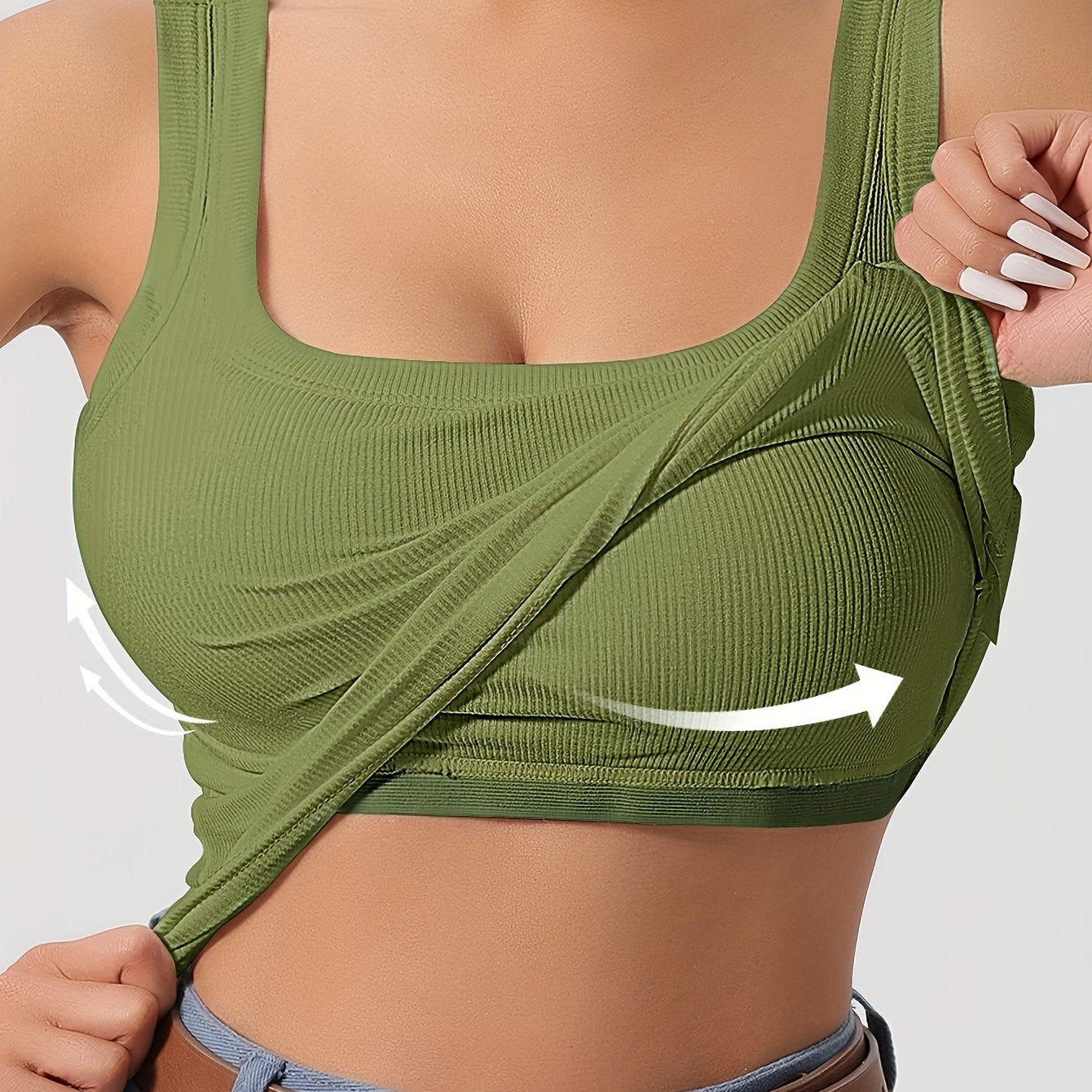 ZllKl Slim Solid Color Sports Tank Top With Detachable Chest Pad, Bottoming Vest T-shirt, Women's Clothing
