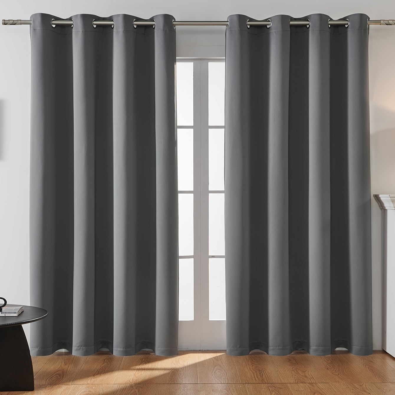 2PCS Holiday Daily Decoration Fabric Curtains, Grommet Top Solid Color Shading Curtain, Living Room Curtains, Bedroom Curtains, Office Home Decoration, Thermal Insulation Curtains