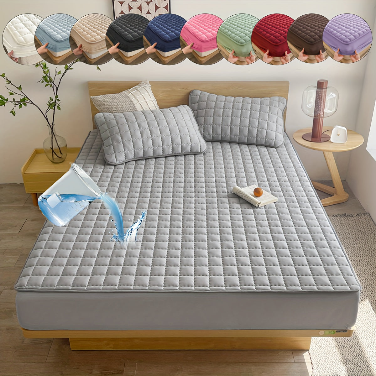 1pc Deluxe Hypoallergenic Mattress Protector - Deep Pocket, Quilted, Waterproof and Soft, for Comfortable Sleep in Bedroom or Guest Room