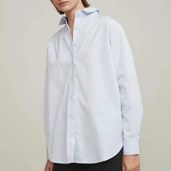 Toteme Embroidered Cotton Lapel Shirt Fall Classic Designer Simple Loose Long Sleeve White Womens Tops Free Shipping