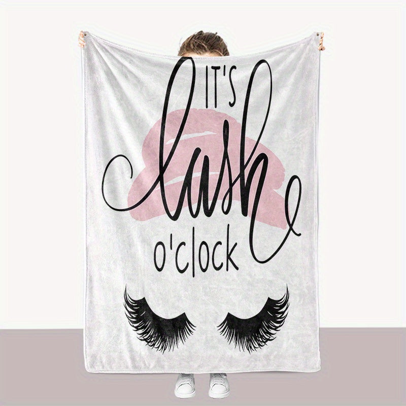 1pc Abstract Eyelashes Nap Blanket, Soft Air Conditioning Throw Blanket For Couch Bed Sofa Travelling, Birthday Gift