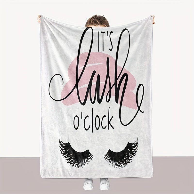 1pc Abstract Eyelashes Nap Blanket, Soft Air Conditioning Throw Blanket For Couch Bed Sofa Travelling, Birthday Gift