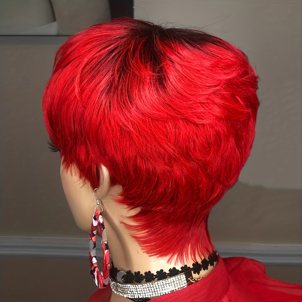 Real Human Hair Pixie Cut Wig for Black Women Short Wigs for Black Women Brazilian Virgin Human Hair Glueless Wig None Lace Front Full Machine Made Layered Wig Pixie Wigs for Black Women Haircut Short Wigs for Daily Use