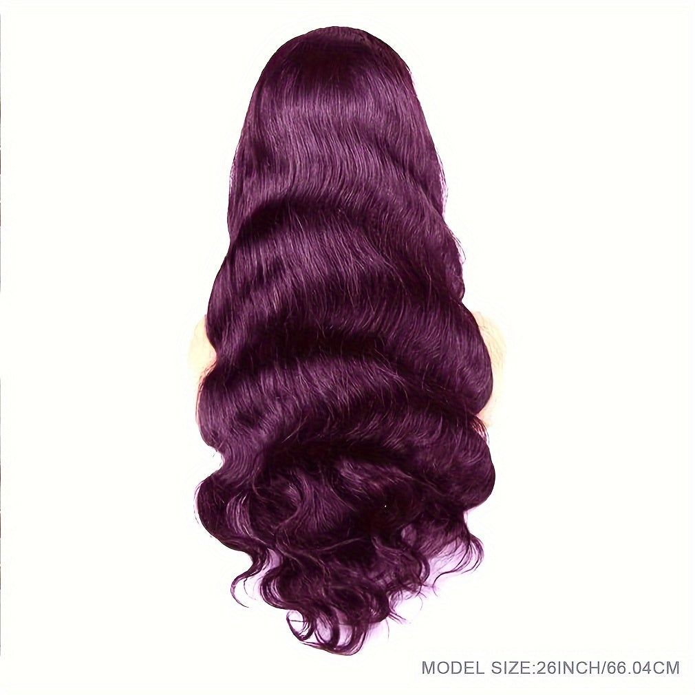 Dark Burgundy 13x4 Body Wave Lace Front Wigs Human Hair 150% Density Deep Smokey Purple Body Wave Wigs For Women HD Transparent Lace Front Wigs Glueless Human Hair Pre Plucked With Baby Hair