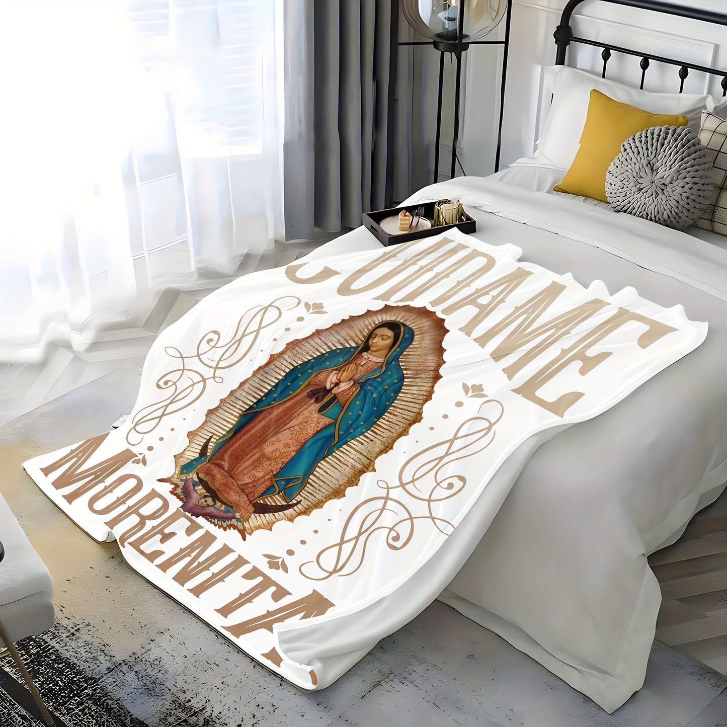 1pc Soft Virgin Mary Print Blanket - Cozy Skin-Friendly Throw for TV Sofa, Camping, Outdoor, Lunch Break, and Multi-Purpose Use - Gentle, Breathable, and Lightweight for Ultimate Comfort