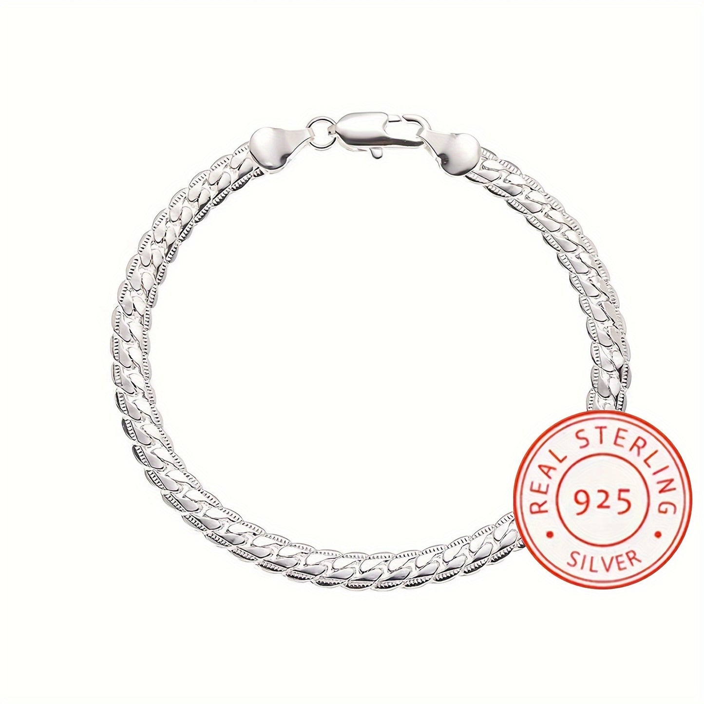 1pc Exquisite S925 Sterling Silver 5mm Cuban Chain Bracelet - Timeless Unisex Jewelry Gift for Men and Women - Hypoallergenic, Nickel-Free, Durable, and Stylish Accessory for Any Occasion