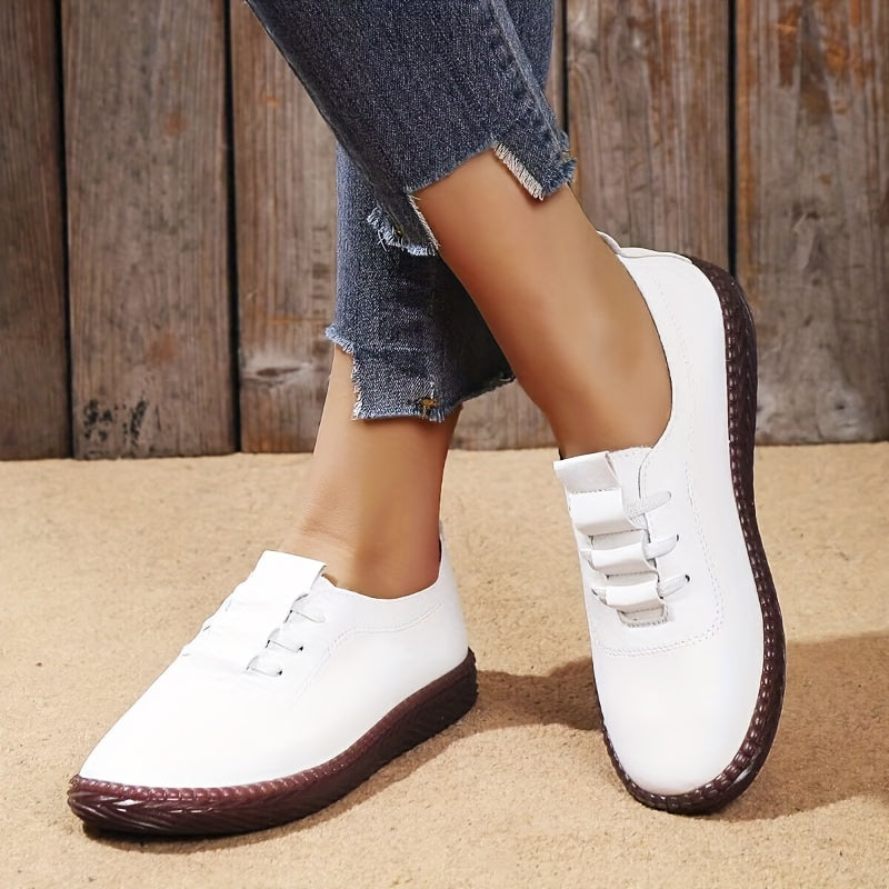 Chic Womens Round Toe Lace Up Oxfords - Lightweight, Comfy Faux Leather Shoes with Tassel Embellishment - Solid Color, All-Season, Low Top, Fall Favorite