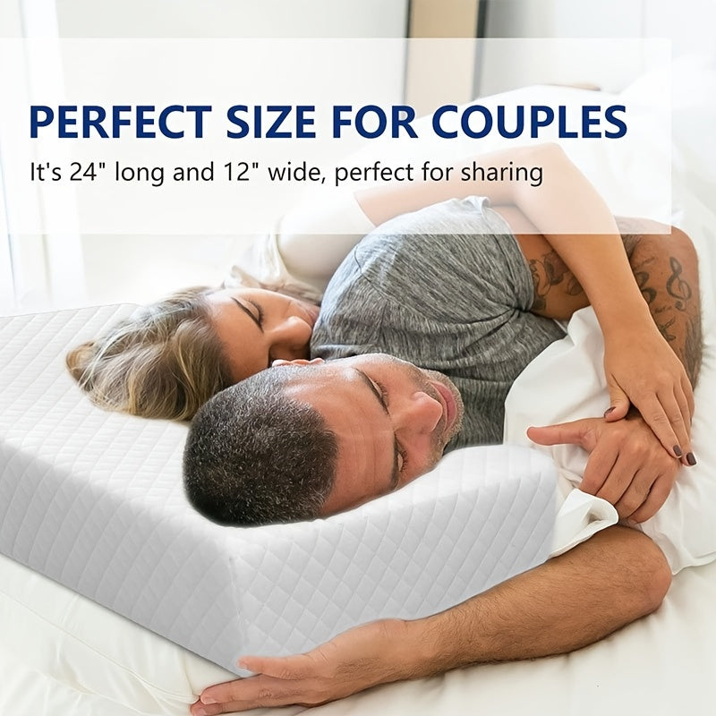 1pc Ultimate Comfort Square Pillow - Bed Pillows for Side Sleepers with Memory Foam Support for Neck and Shoulder Relaxation, Removable Cover, King/Queen Size, White, Promoting Deeper Sleep and Waking Up Refreshed