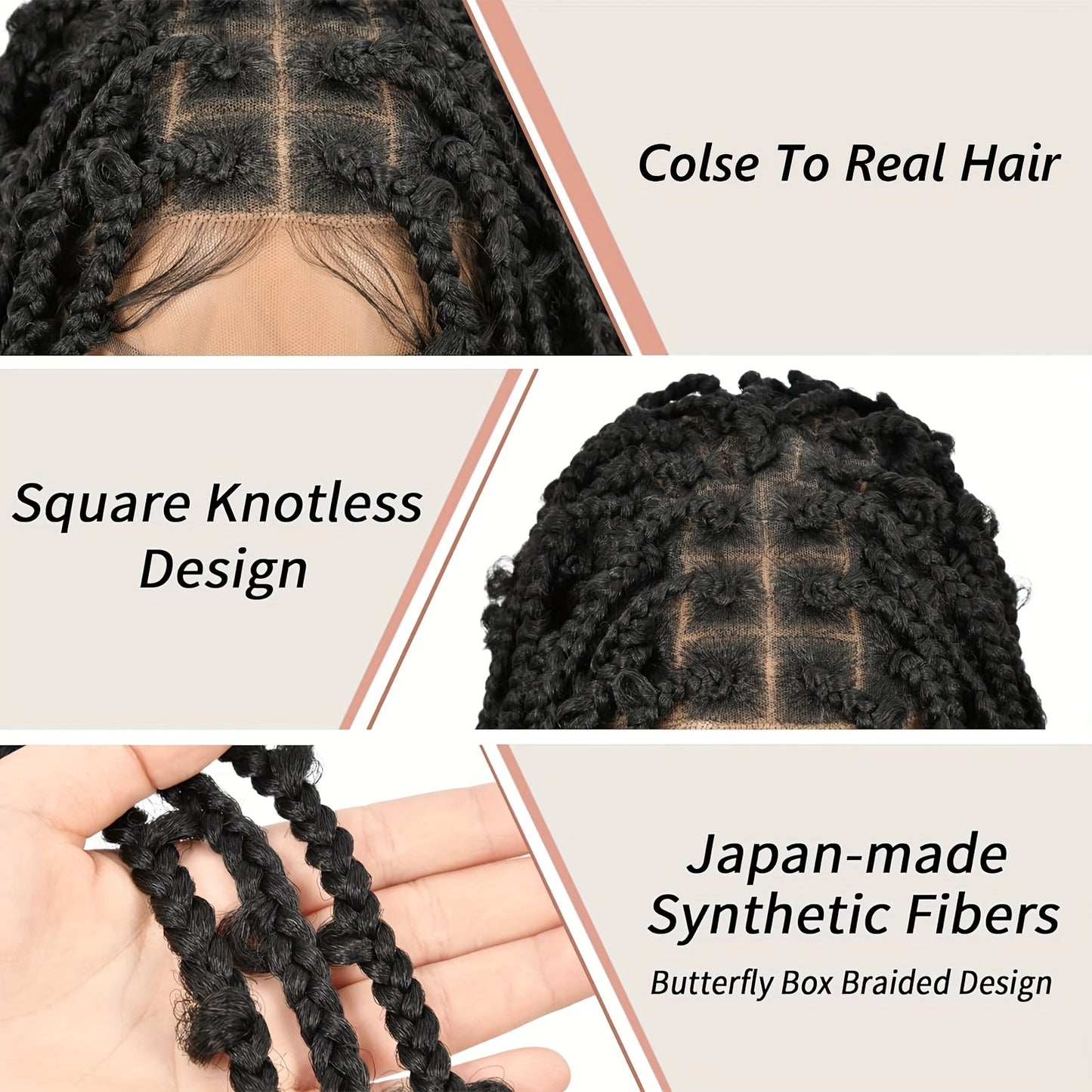 44 150% Density Full Lace Bohemian Braided Wig with Triangle Knotless Box Braids, Boho Curls, and Natural Black Color for African Women