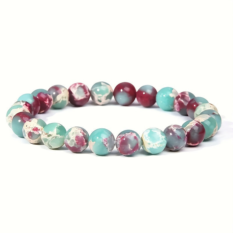 12pcs Exquisite Natural Stone Elastic Rope 8mm Beads Stretch Bracelet - Tiger's Eye, Turquoise, Obsidian, Scrub, Volcanic Stones - Unisex Fashion Accessory for Daily Wear, Party, and Special Occasions
