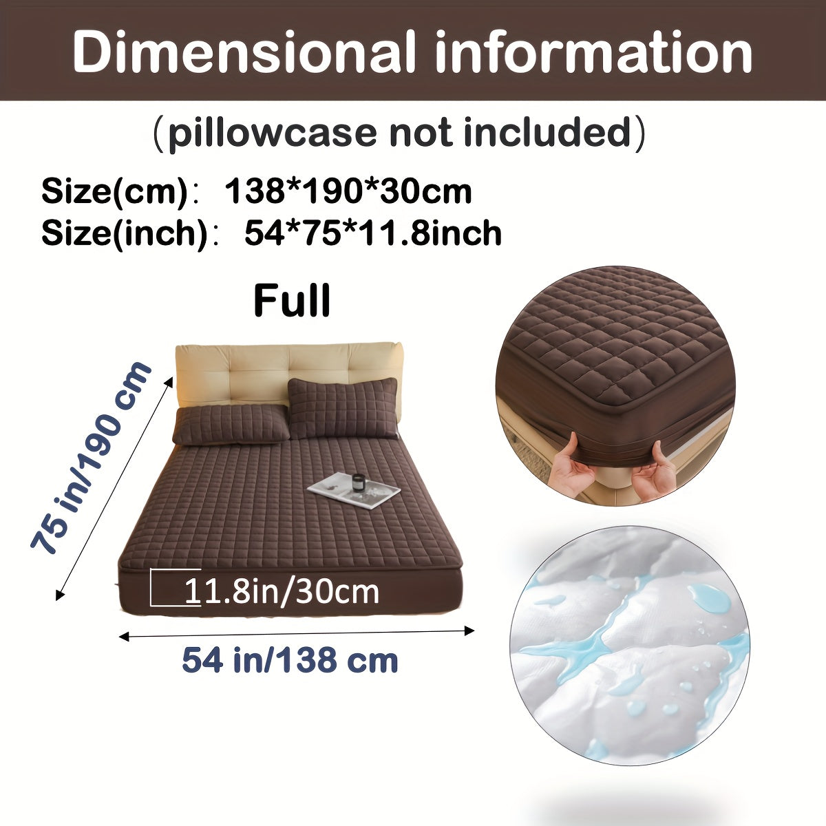 1pc Deluxe Hypoallergenic Mattress Protector - Deep Pocket, Quilted, Waterproof and Soft, for Comfortable Sleep in Bedroom or Guest Room