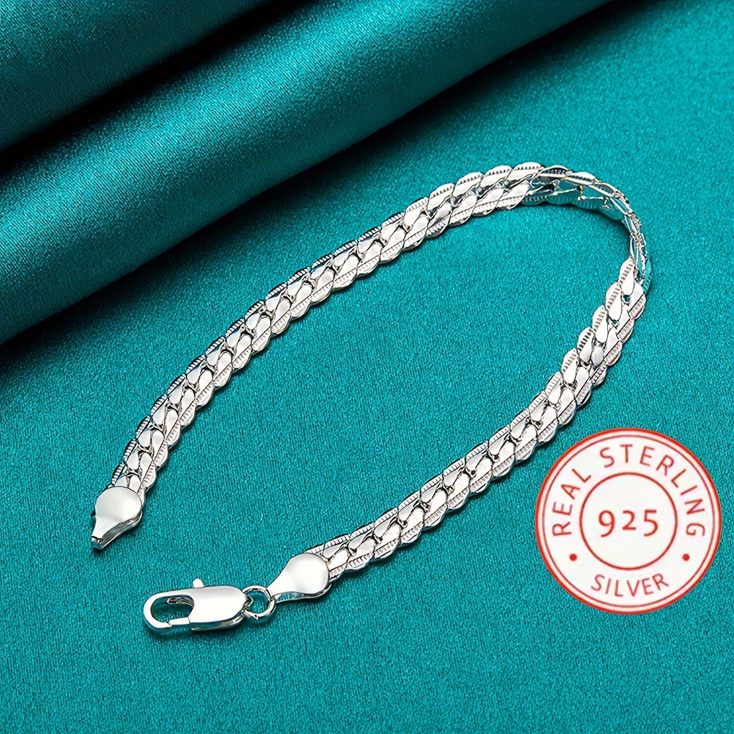 1pc Exquisite S925 Sterling Silver 5mm Cuban Chain Bracelet - Timeless Unisex Jewelry Gift for Men and Women - Hypoallergenic, Nickel-Free, Durable, and Stylish Accessory for Any Occasion
