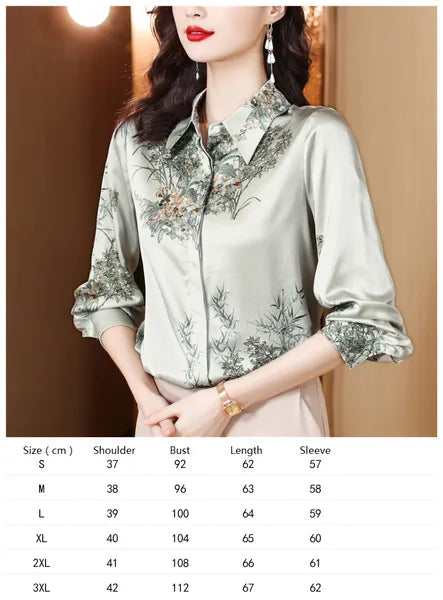 Vintage Butterfly Printed Runway Silk Blouses Women Fashion Designer Striped Shirts Slim Business Office Ladies Button Spring Summer Long Sleeve Tops