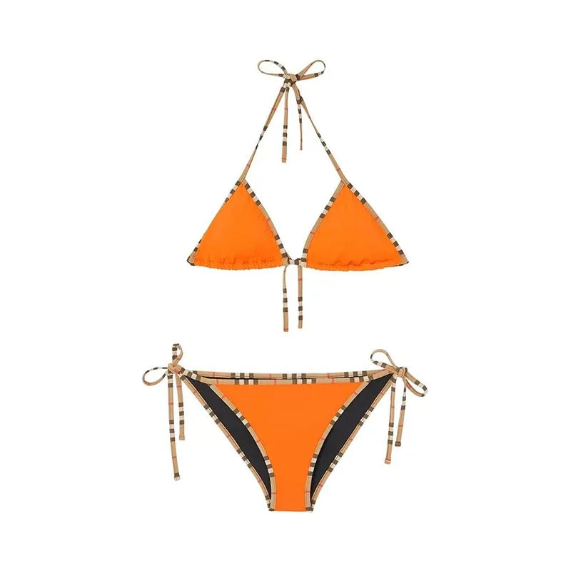 Women's Swimwear Classic Plaid Bikini Women Swimsuit Set Designer Brand Fashion Sexy Elegant Beach Thong Female Summer Clothing
