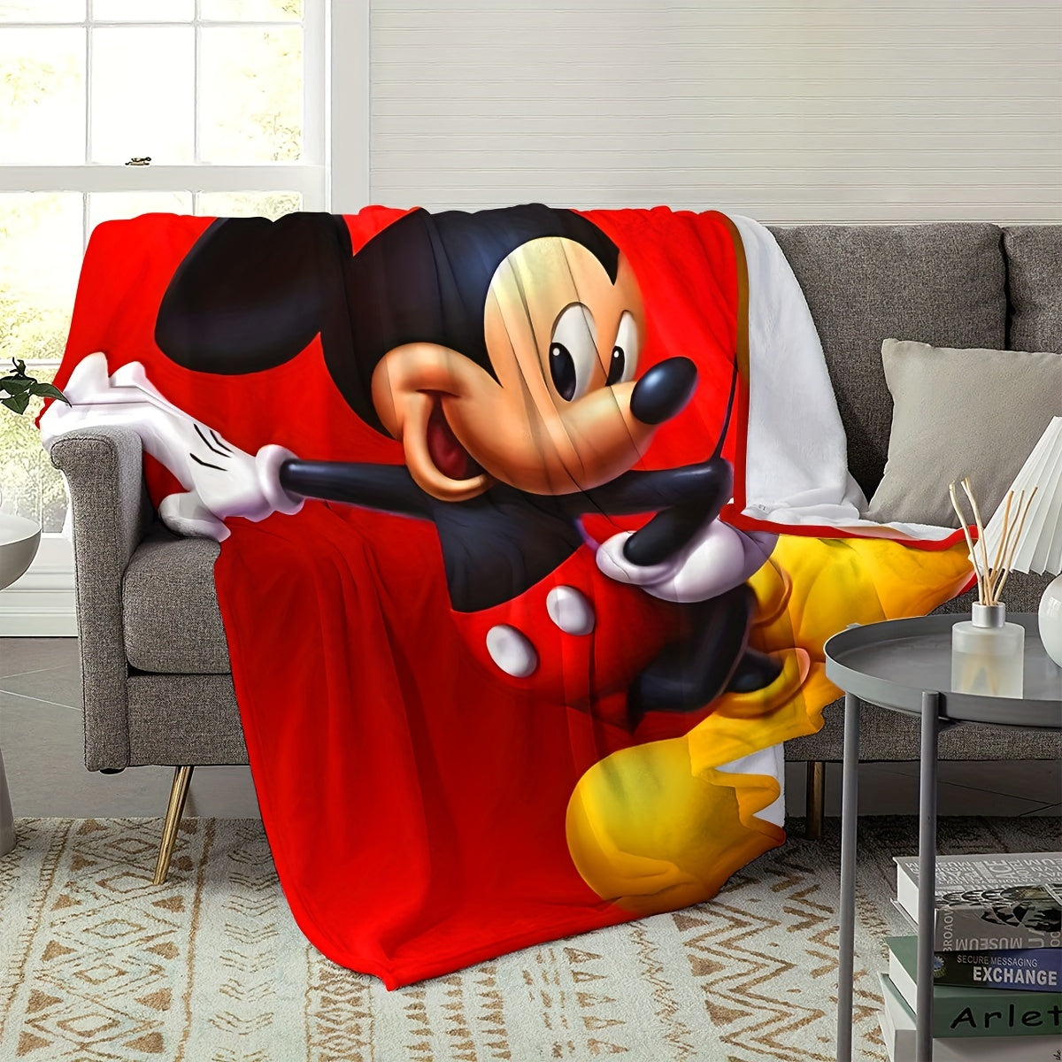 UME Mickey Mouse Flannel Throw Blanket - Soft, Warm & Cozy for Couch, Bed, Travel, Camping | All-Season Comfort