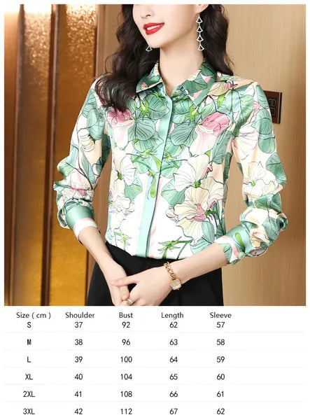 Vintage Butterfly Printed Runway Silk Blouses Women Fashion Designer Striped Shirts Slim Business Office Ladies Button Spring Summer Long Sleeve Tops