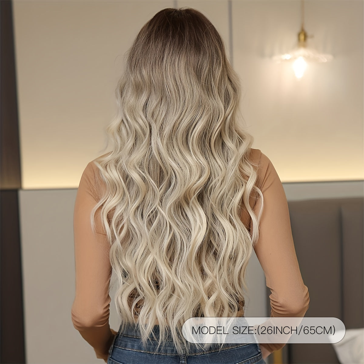 26 Inch Gradient Butterfly Wig - Fashionable Long Curly/Wavy Hair, Middle Part Synthetic Fiber Design - Layered & Realistic for Women