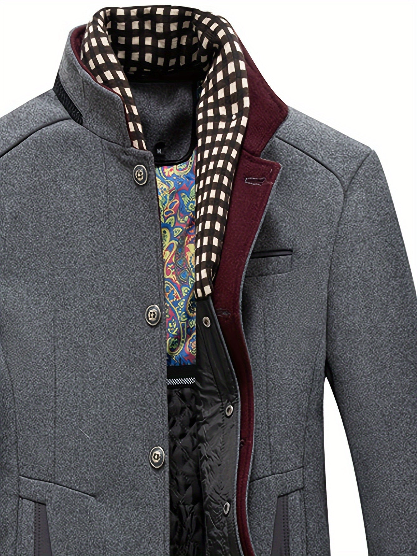Men's Business Woolen Coat Fashion Scarf Non Ironing Woolen Coat Windproof Warm Coat