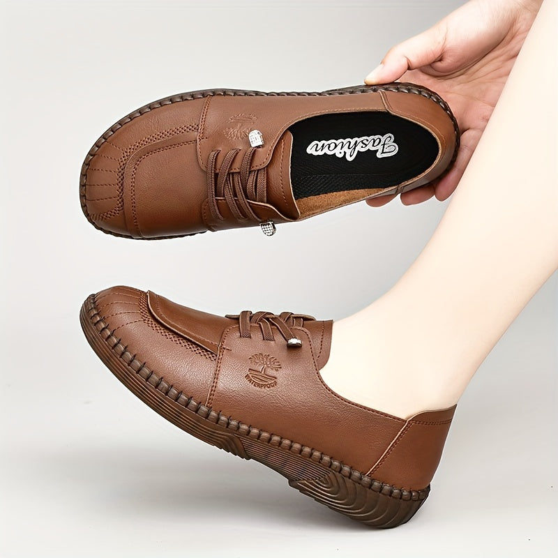 Women's Solid Color Flat Sneakers, Casual Lace Up Outdoor Shoes, Comfortable Low Top Shoes