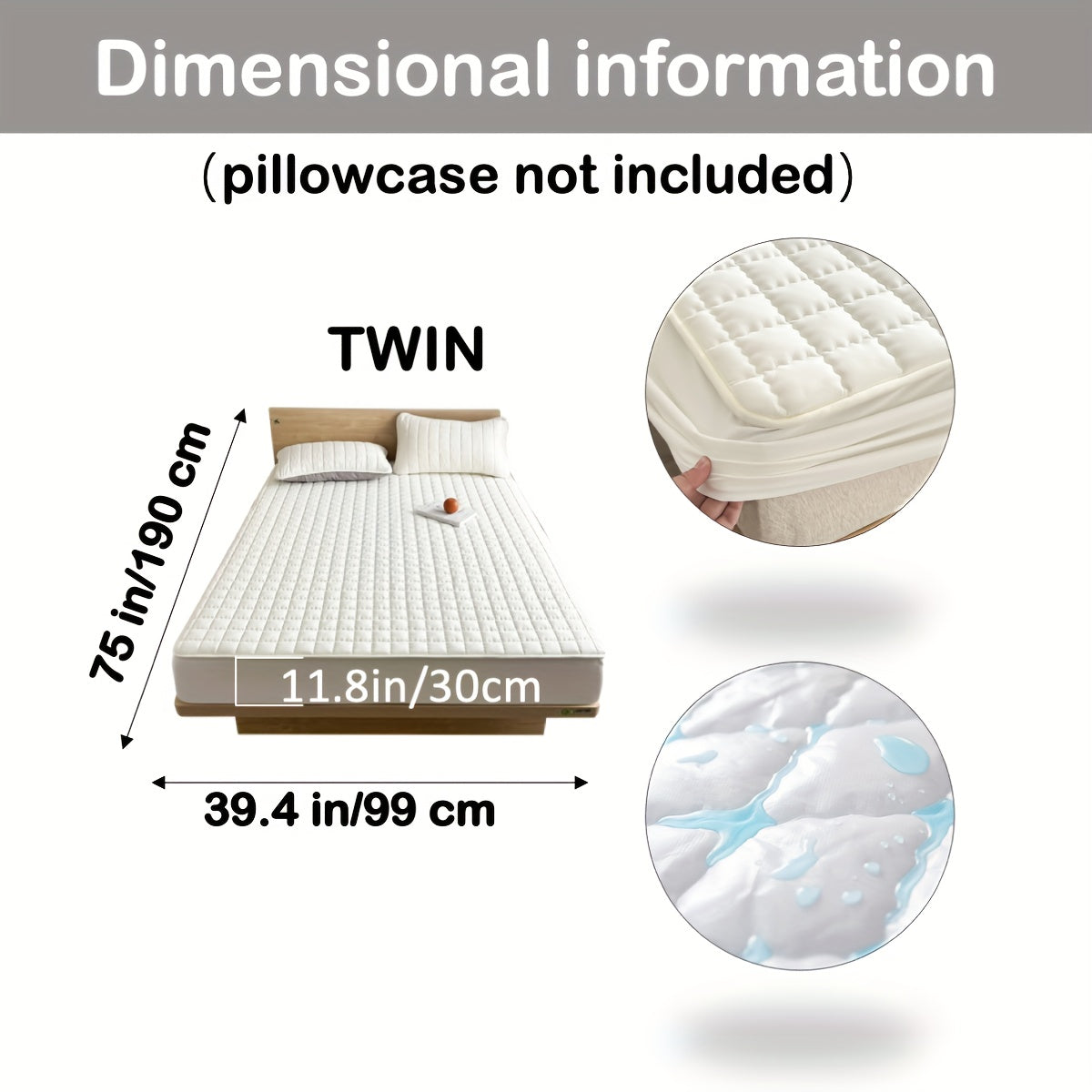 1pc Deluxe Hypoallergenic Mattress Protector - Deep Pocket, Quilted, Waterproof and Soft, for Comfortable Sleep in Bedroom or Guest Room