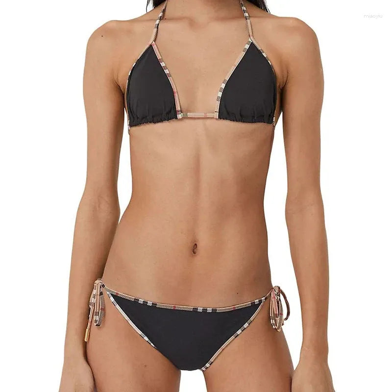 Women's Swimwear Classic Plaid Bikini Women Swimsuit Set Designer Brand Fashion Sexy Elegant Beach Thong Female Summer Clothing