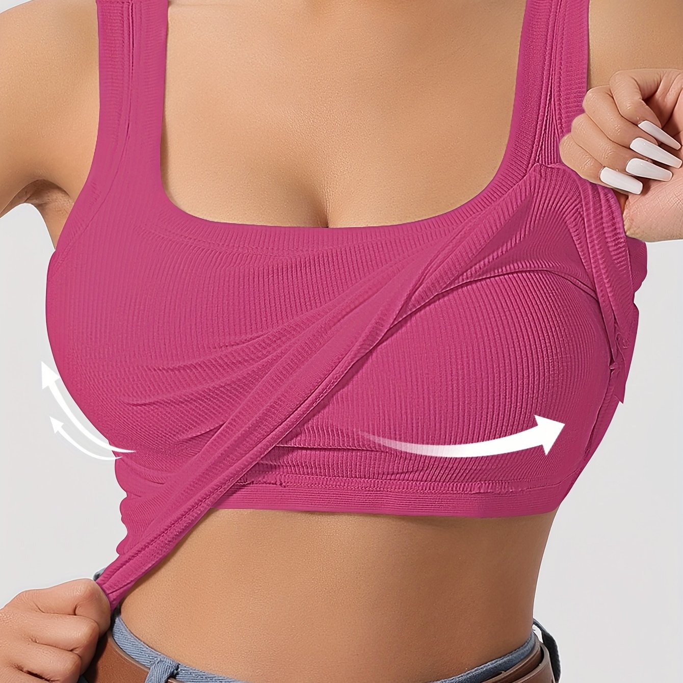 ZllKl Slim Solid Color Sports Tank Top With Detachable Chest Pad, Bottoming Vest T-shirt, Women's Clothing